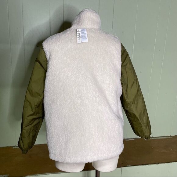 Madewell Jacket Women's XS Green Moss Reversible‎ Sherpa Puffer Coat Quilted NEW - Picture 7 of 10